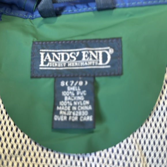 Lands End Green Hooded Raincoat Size 6/7 snap front - Picture 4 of 7